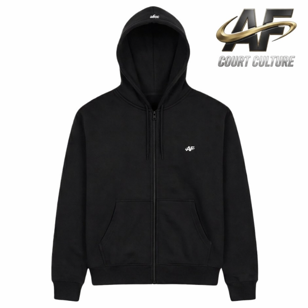 Black hoodie with a logo on a white background