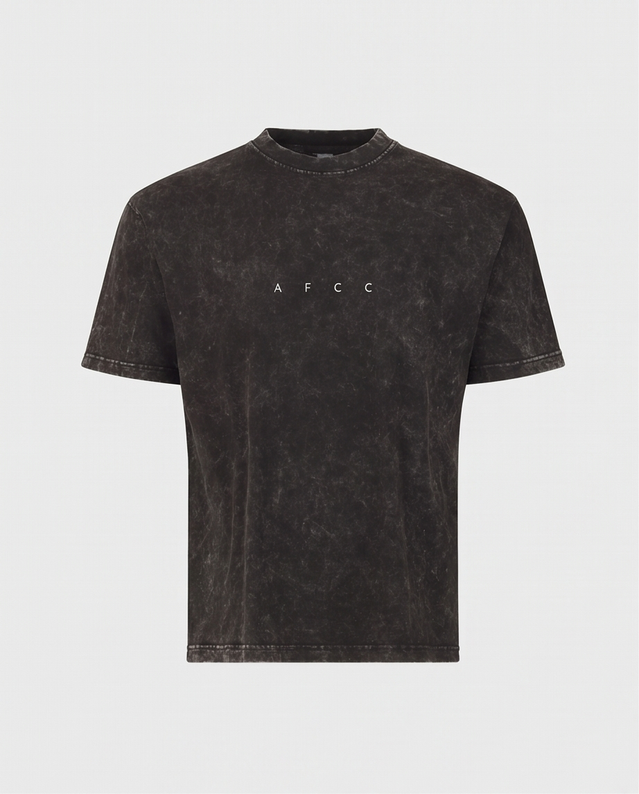 Black t-shirt with 'AFC' logo on a light gray background