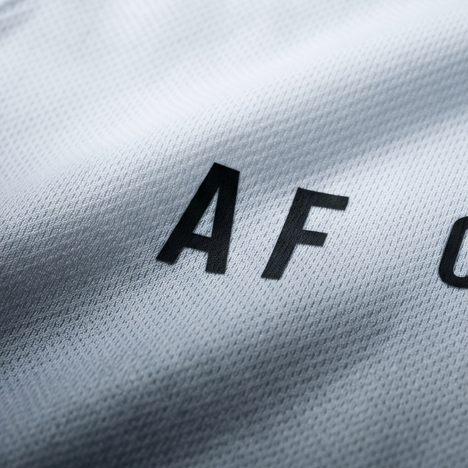 Close-up of a textured white surface with black text 'AF'