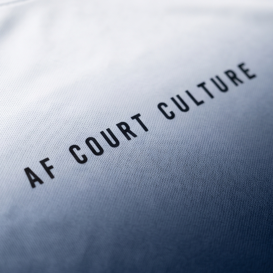 Text 'AF COURT CULTURE' on a textured surface