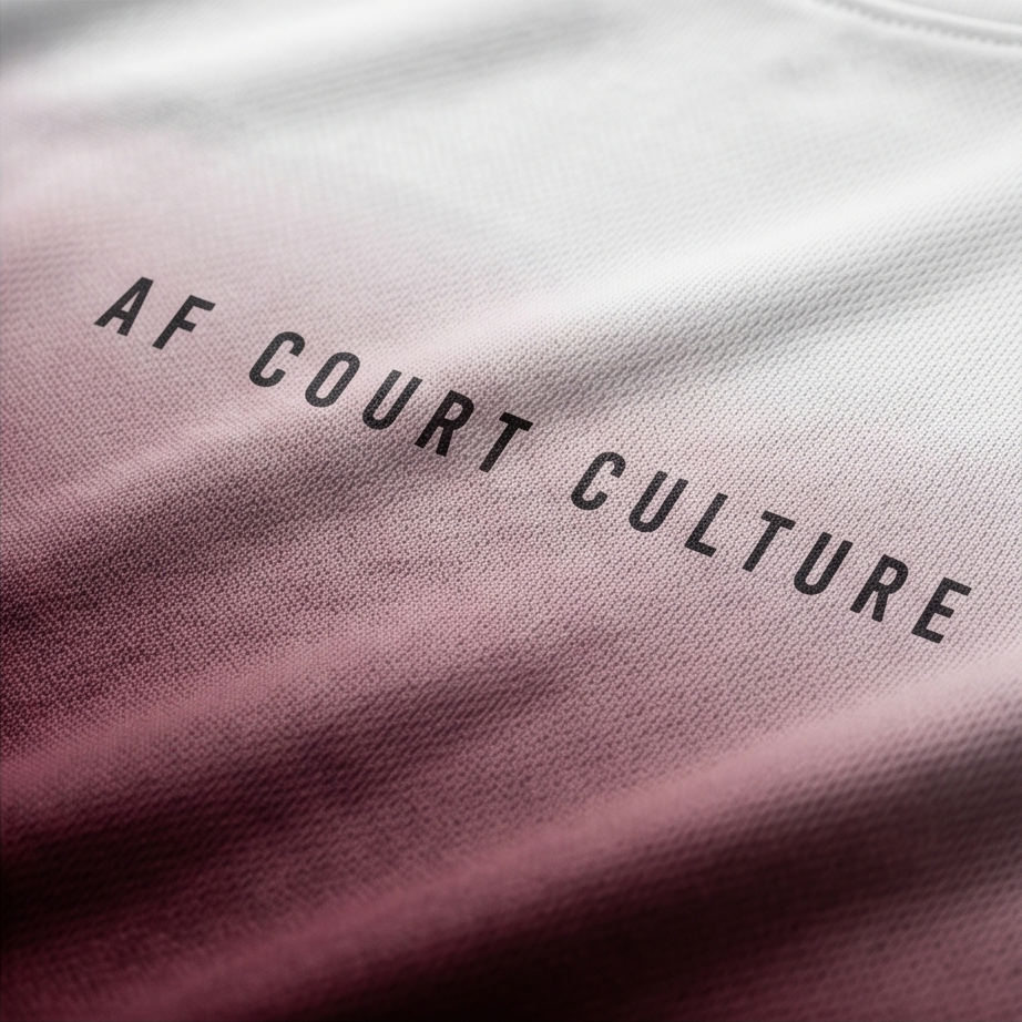 Text 'AF COURT CULTURE' on a pink fabric background