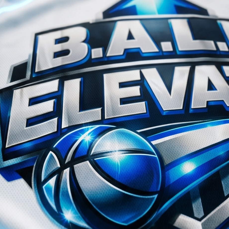 Close-up of a sports team logo with 'B.A.L.E.' and a basketball design.