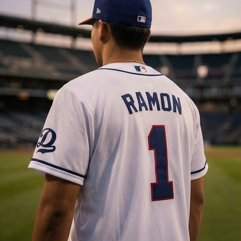 Baseball player wearing a jersey with 'Ramon' and number '1' at a stadium.