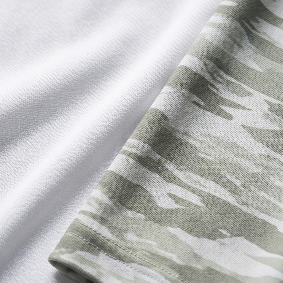 Close-up of a green and white striped fabric on a white background