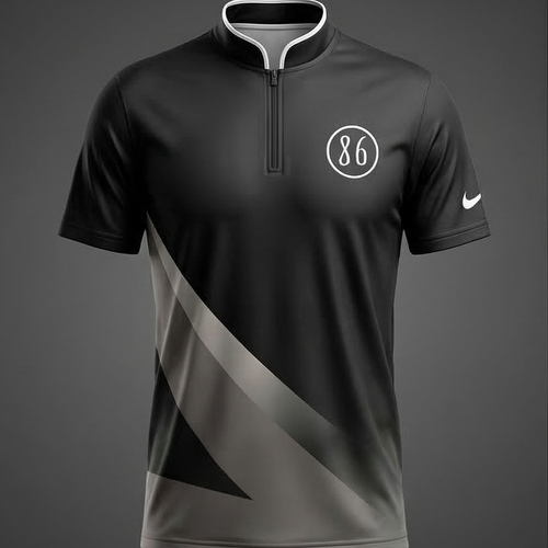 Black and gray sports jersey with a logo on a dark background